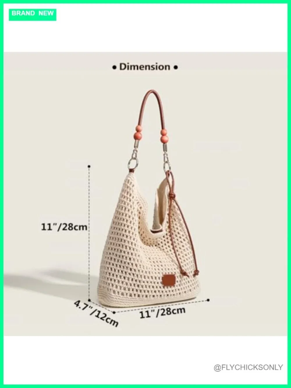 Crochet Summer Tote Beach Shoulder Bag Hobo Purse with Boho Style, Soft Woven